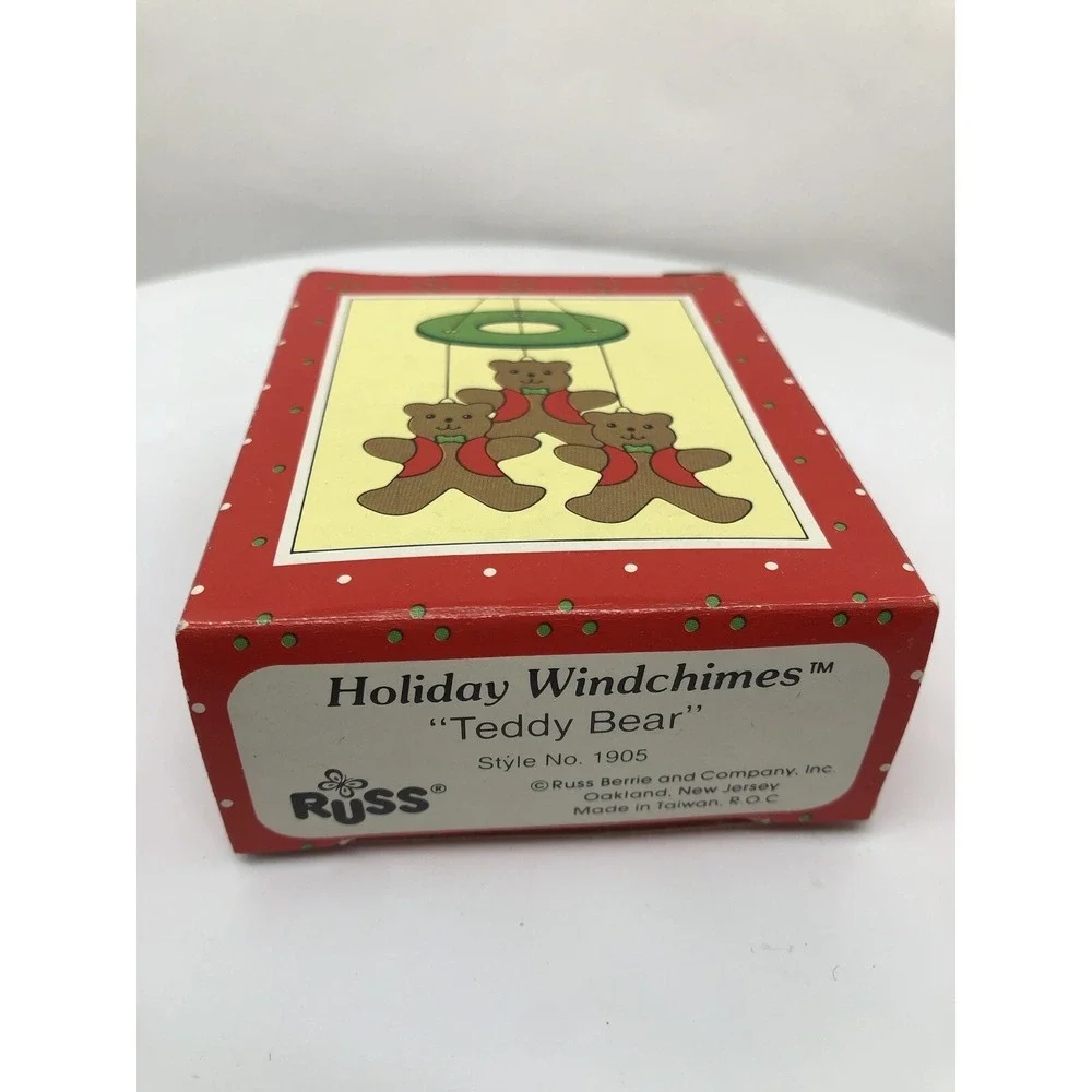 Russ‎ Holiday Windchimes Teddy Bears Russ Berrie Chimes Vintage Christmas Decor